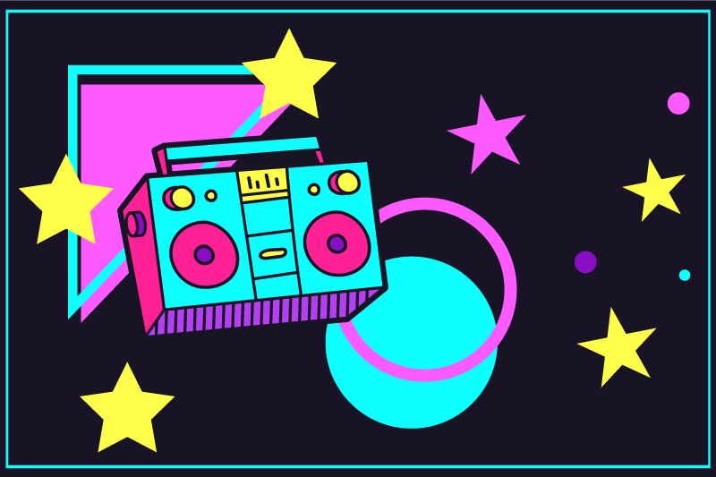 Podmetač izvornik Šareni retro boom box - TenStickers