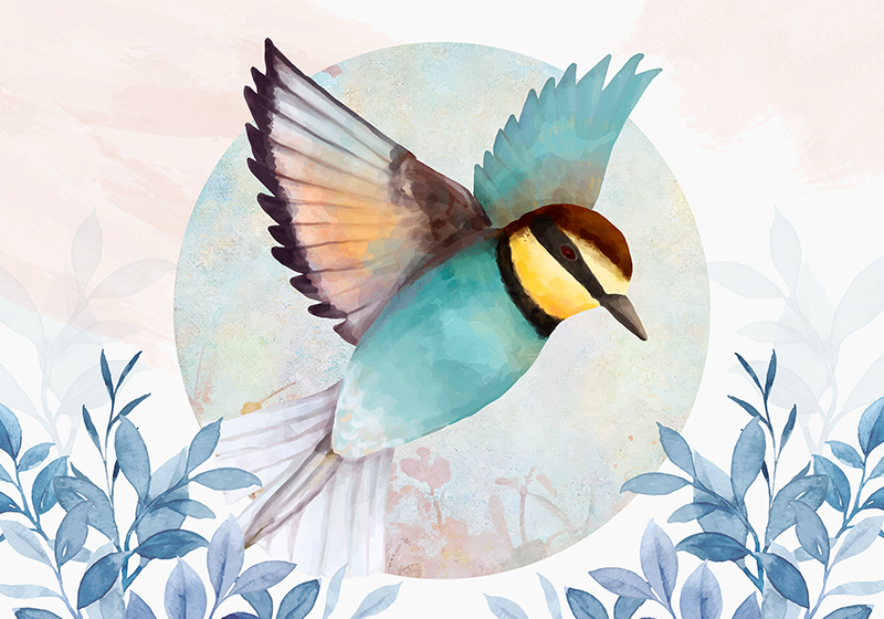 Podmetač izvornik s vibrantnom pticom umjetnošću - TenStickers