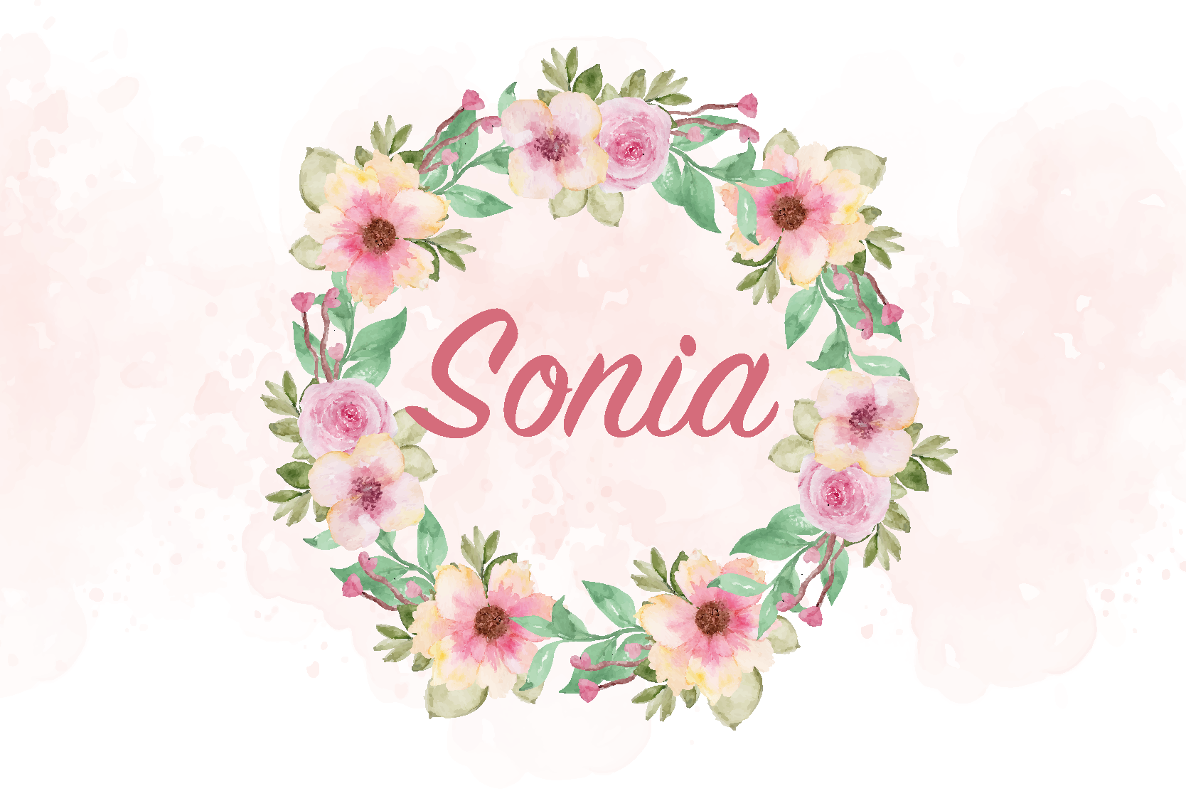 Podmetač s imenom akvarel cvijeće - TenStickers