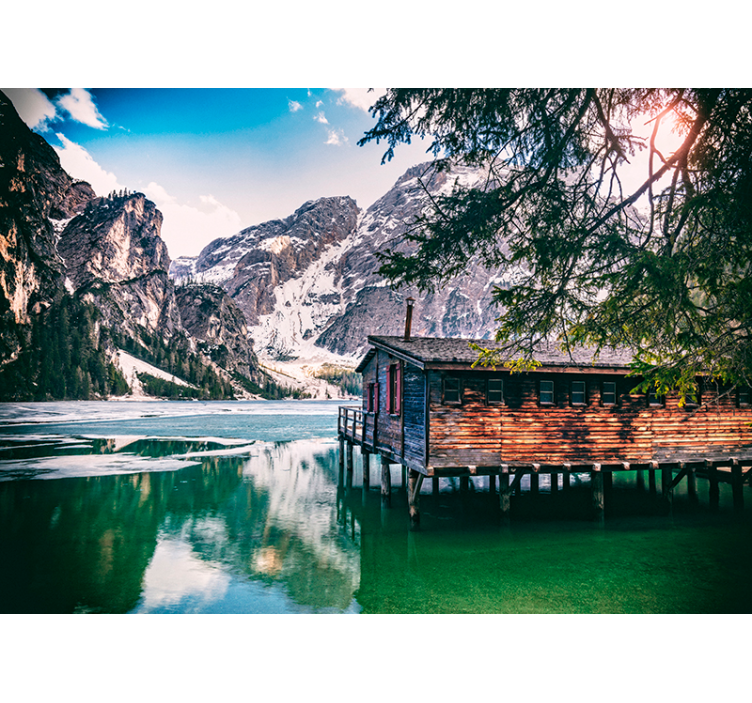 Braies jezero planinski zidni mural - TenStickers