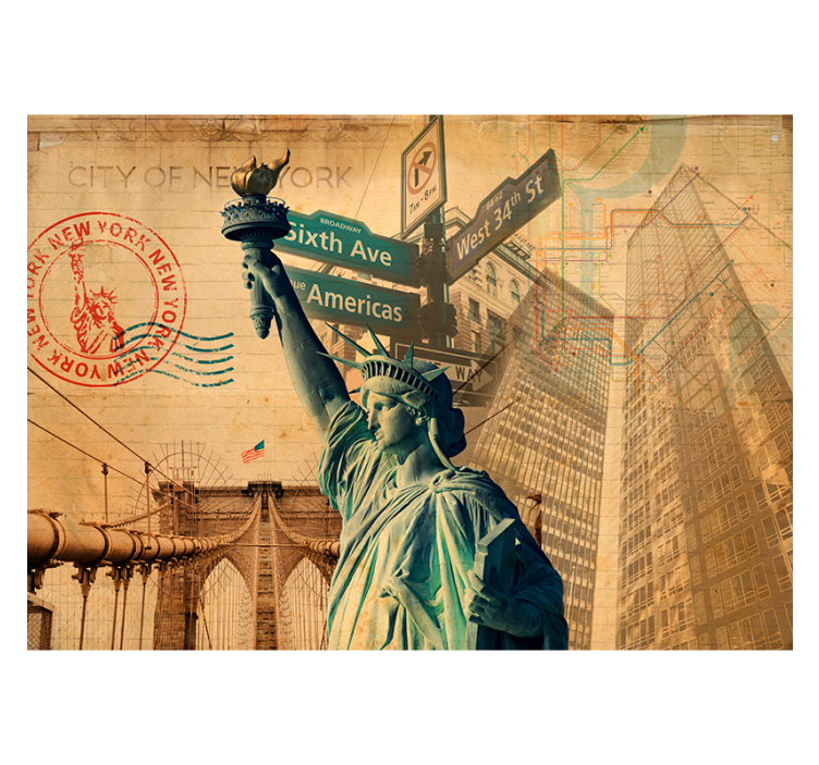 New york zidne pozadine vintage liberty kolaž - TenStickers