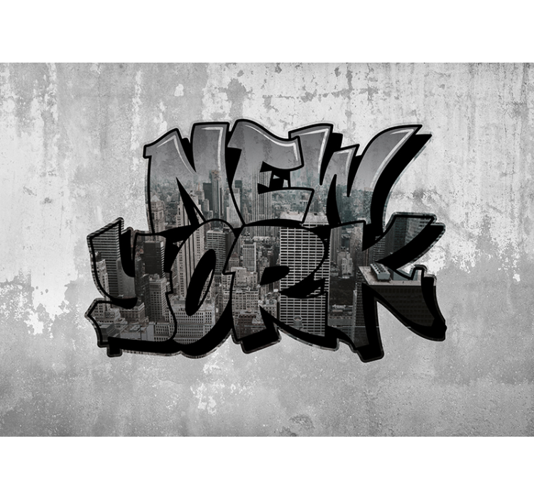 Grafiti s pogledom na grad zidni zid new york - TenStickers