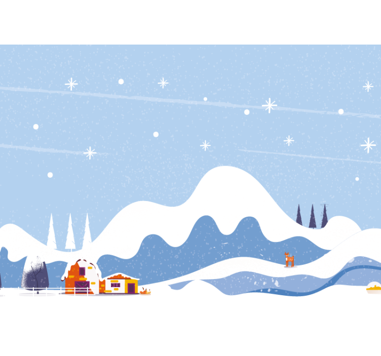 Foto tapete za dječju sobu nacrtana snježna planina - TenStickers