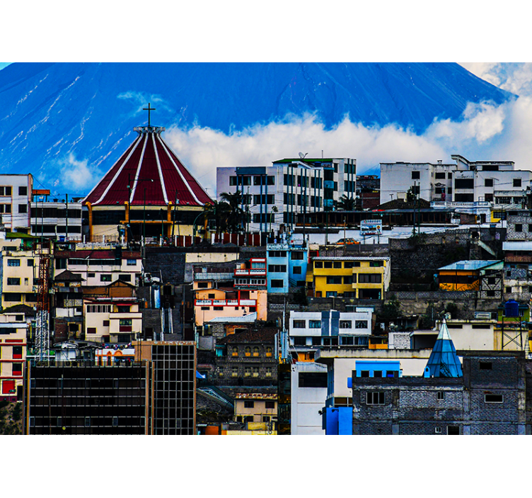 Zidne slike i zidne freske gradski pejzaž s vulkanom - TenStickers