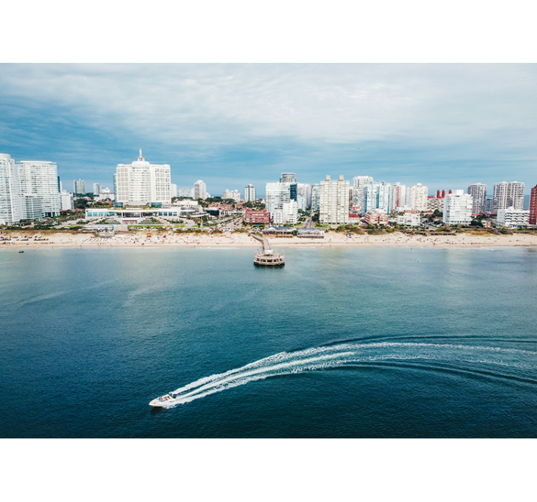 Zidne slike i zidne freske pogled na obalni grad - TenStickers