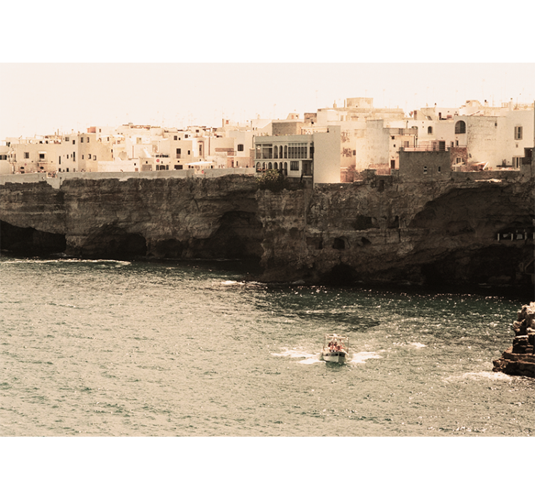 Zidne slike i zidne freske primorsko obalno selo - TenStickers