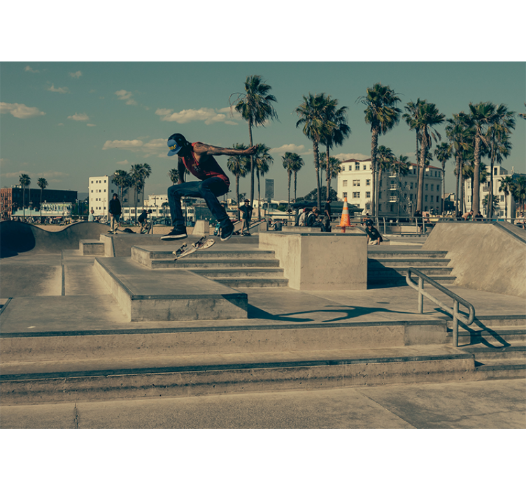 Zidni murali urbane umjetnosti skater u akciji - TenStickers