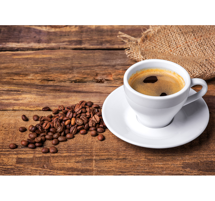 Kava na zidnom zidu od drvenog stola - TenStickers