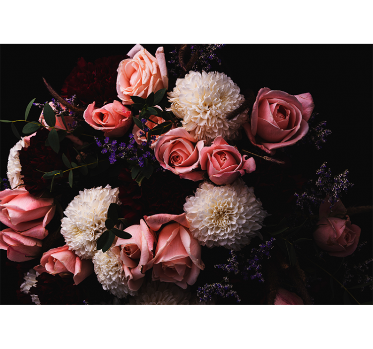 Raskošni buket ružičaste ruže zidni zid - TenStickers