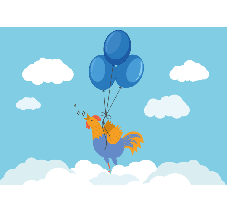 Foto tapete za dječju sobu pjevajući pijetao s balonima - TenStickers