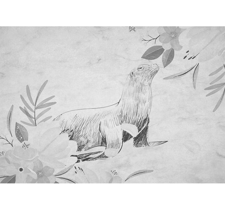 Foto tapete kupaonica foka među cvijećem - TenStickers