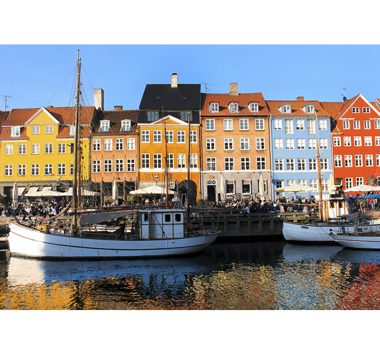 Zidne slike i zidne freske vibrantna jezera i kuće - TenStickers