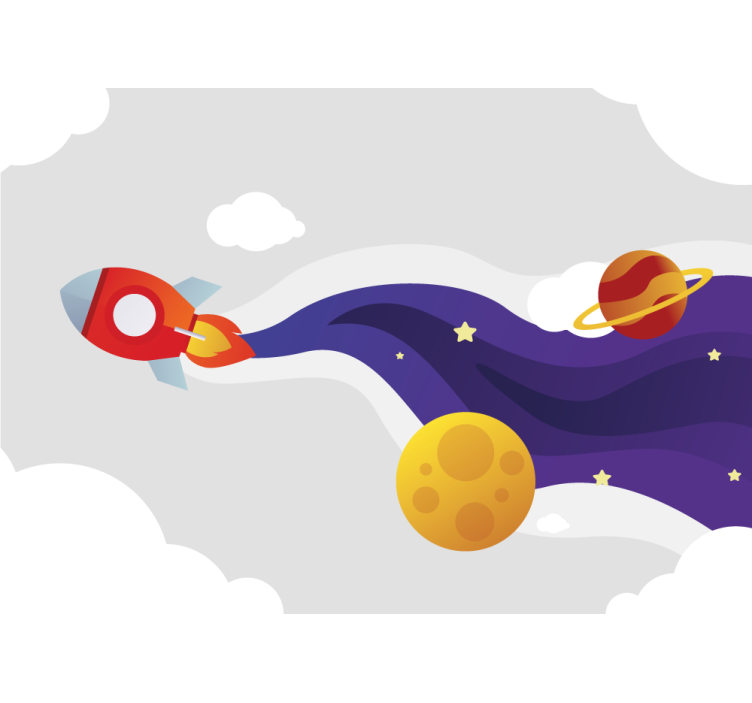 Crtić lansiranje rakete u svemir zidne murale - TenStickers