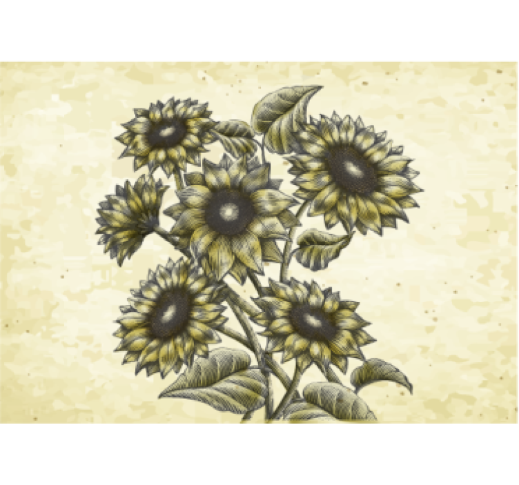 Vintage green sunflowers zidni mural - TenStickers