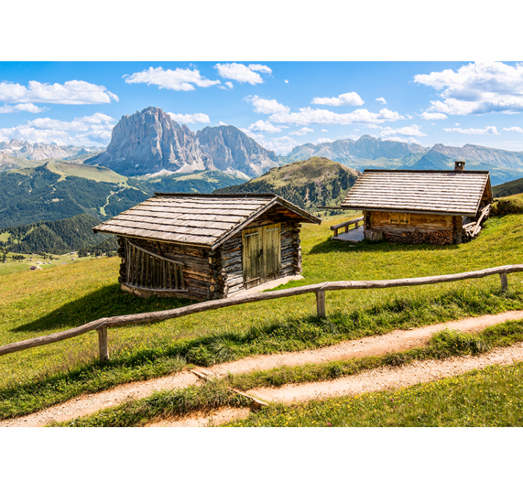 Foto tapeta scenic mountain cabins - TenStickers
