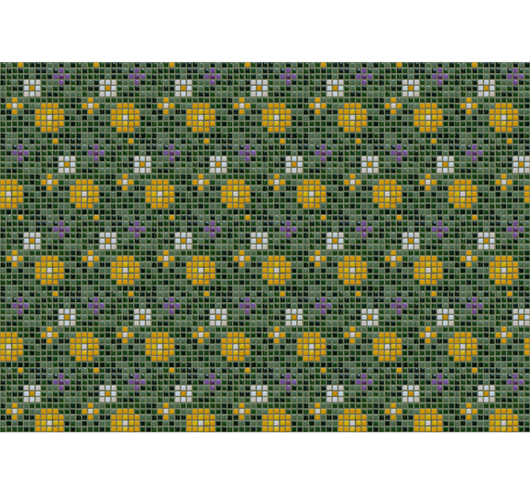 Foto tapete kupaonica živahni cvjetni uzorak pločica - TenStickers