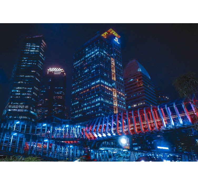 Zidne slike i zidne freske moderni gradski pejzaž noću - TenStickers