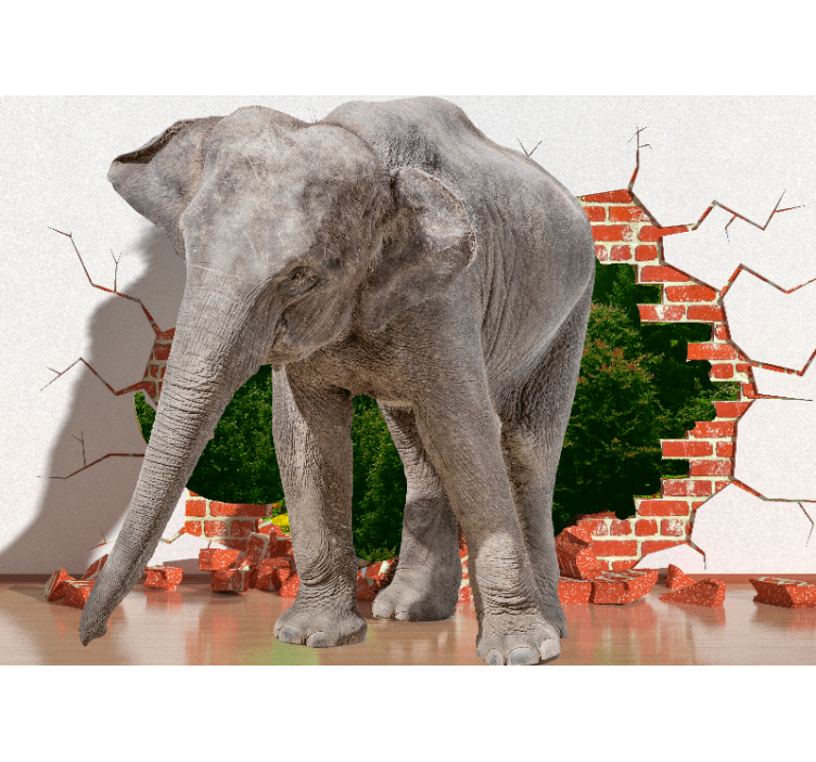 Foto tapete 3d slon koji razbija zid - TenStickers