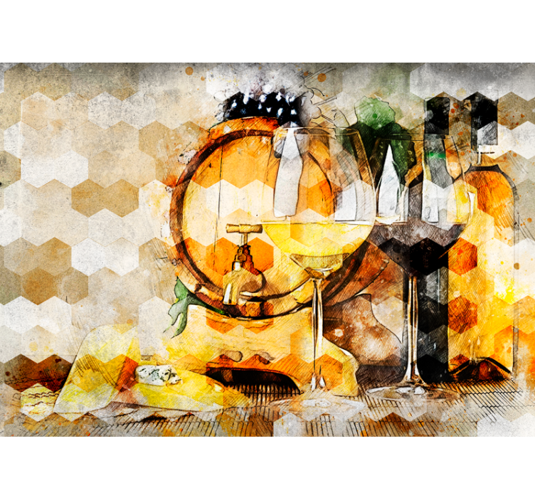 Foto tapete glazbene tematike umjetnost bačve vina - TenStickers