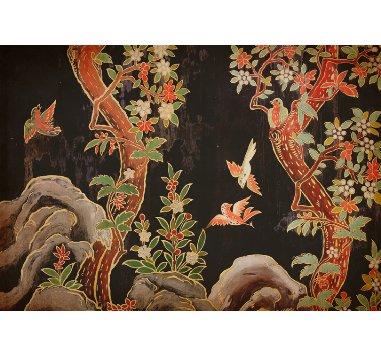 Zidni freske tropska scena s pticama - TenStickers