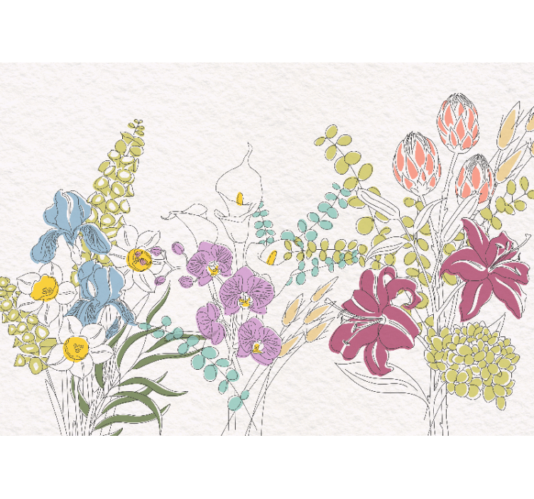 Panoramska tapeta nacrtano cvijeće - TenStickers