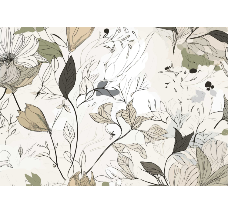 Foto tapete kupaonica crtati cvijeće - TenStickers