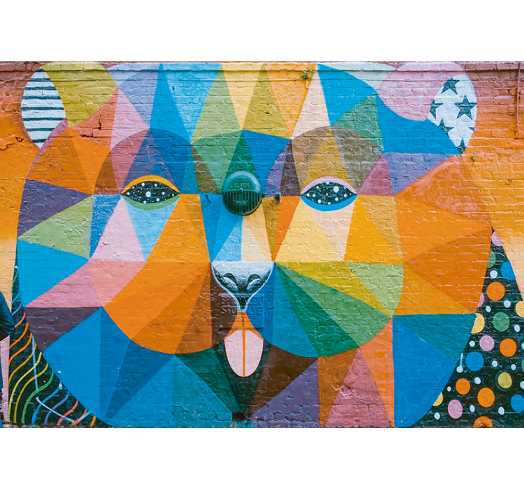 Zidni murali urbane umjetnosti geometrijska mačka - TenStickers