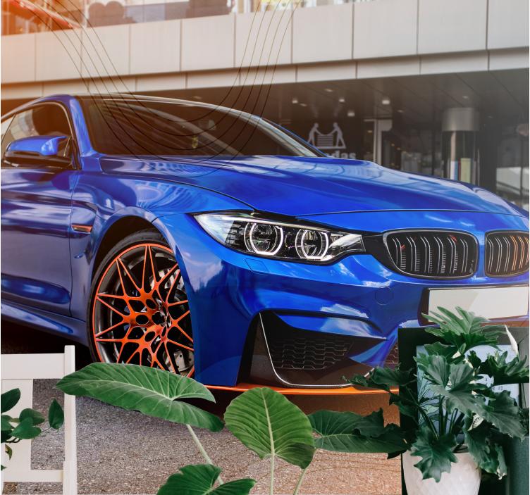 3d zidni plavi i narančasti automobil - TenStickers