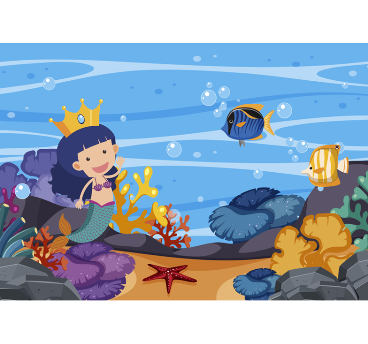 Foto tapete za dječju sobu crtani film sirene pod vodom - TenStickers