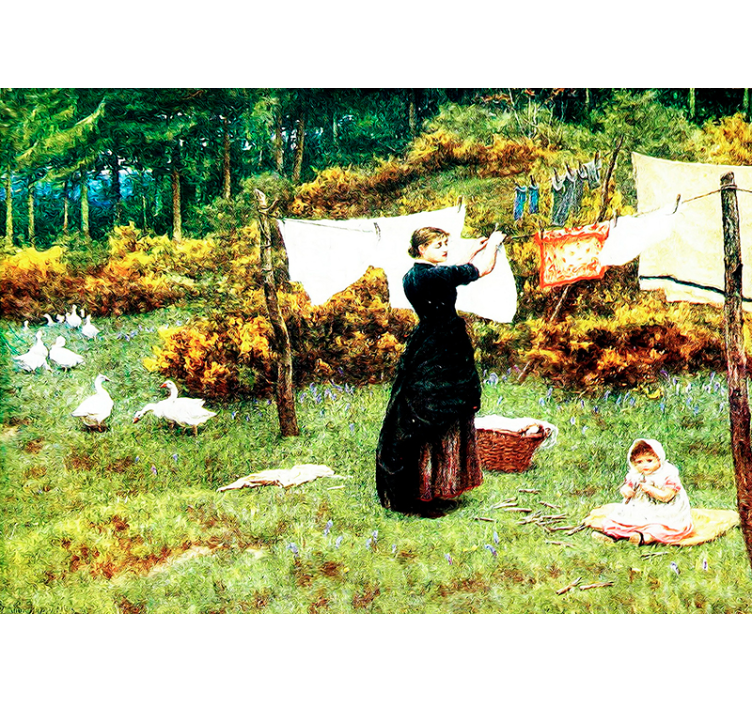 Foto tapete klasična umjetnost žena vješa rublje - TenStickers