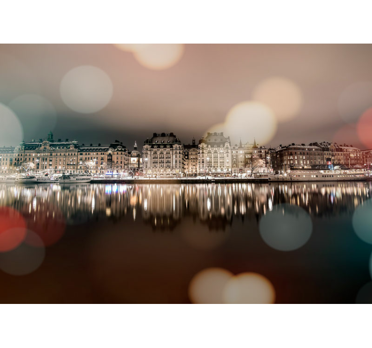 Zidne slike i zidne freske slikoviti gradski odraz - TenStickers