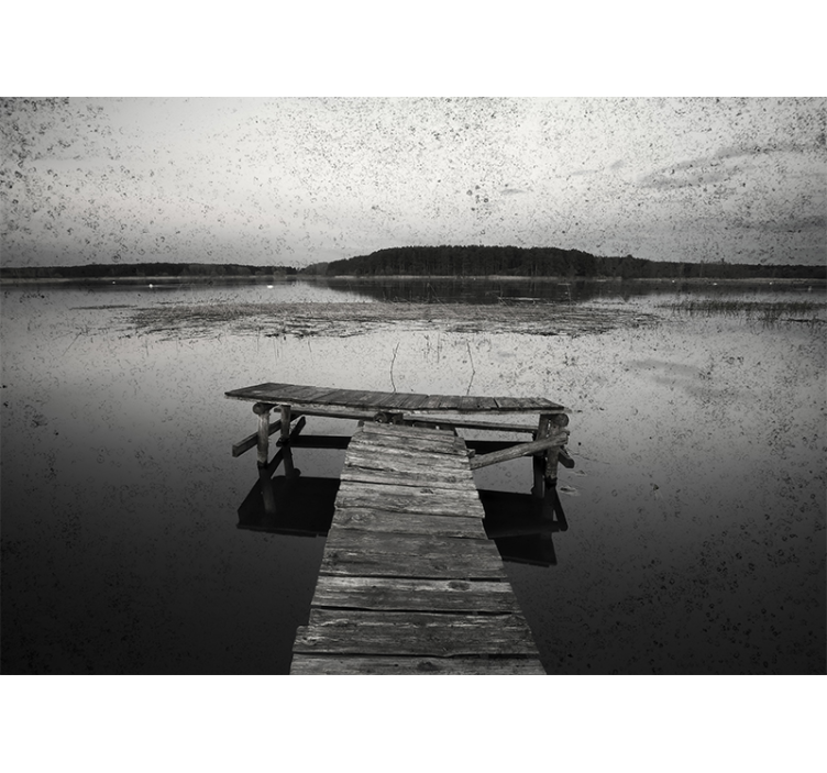 Crno-bijeli stari drveni most 3d zidni mural - TenStickers