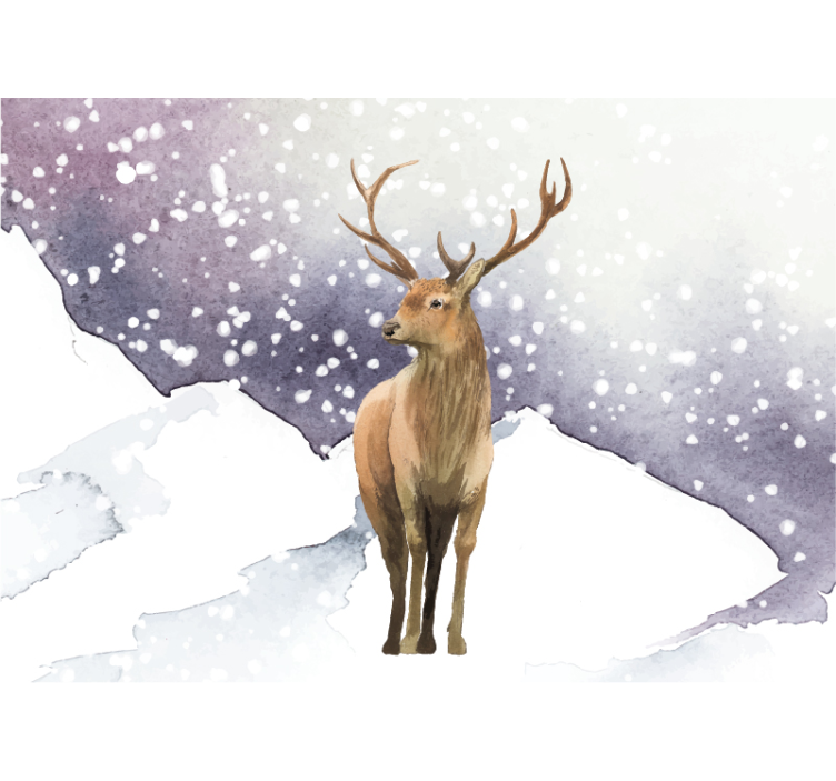 Jelen u snijegu detaljan zidni zid - TenStickers