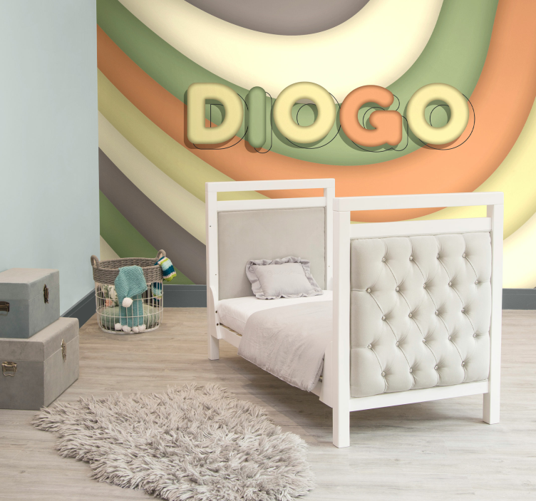 Foto tapete za dječju sobu zakrivljene pruge s imenom - TenStickers