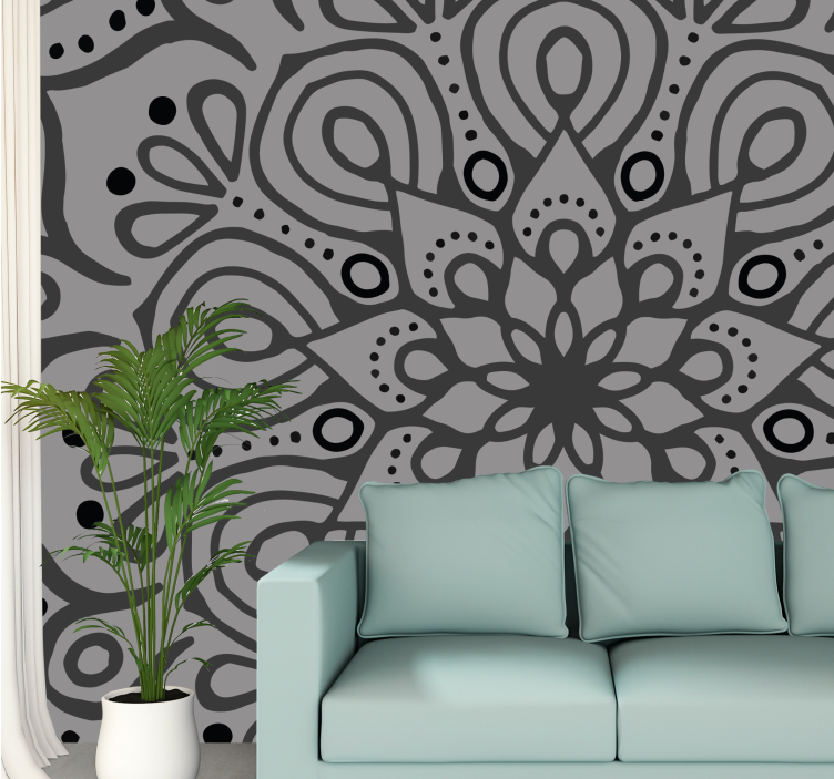 Beton sivi cvijet mandala zidni mural - TenStickers