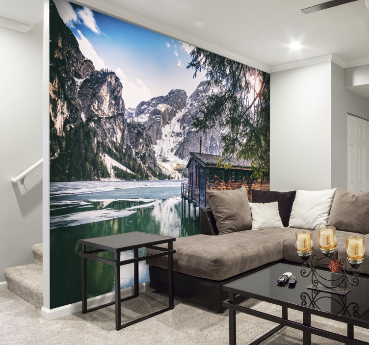 Braies jezero planinski zidni mural - TenStickers