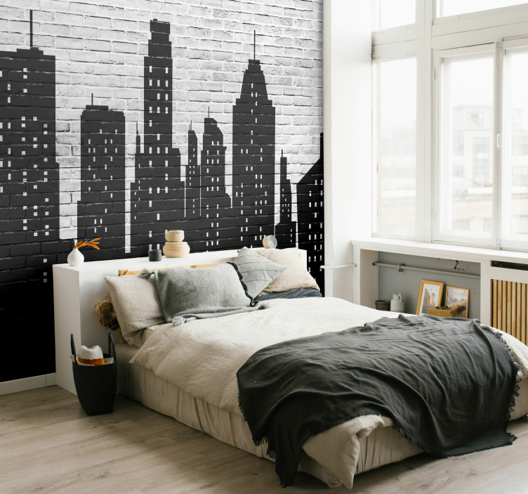 Brickwall skyline zidna mural tapeta - TenStickers