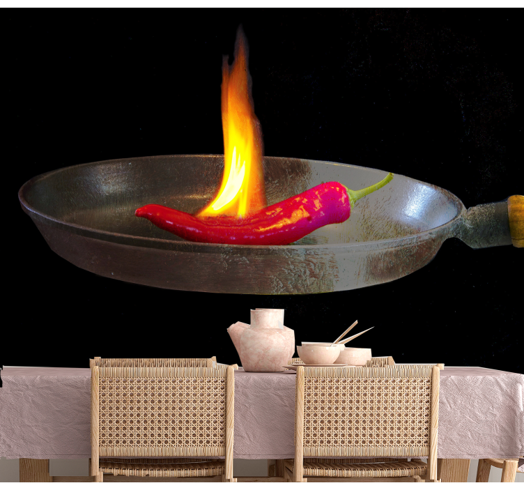 Crvena ljuta paprika u plamenu moderni zidni zid - TenStickers