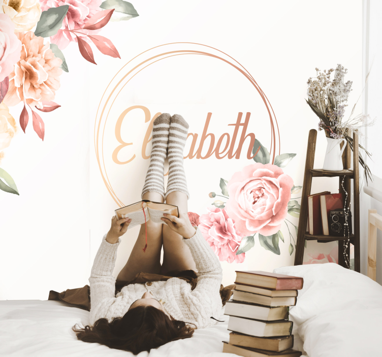 Cvijeće okvir s imenom zidni zid - TenStickers