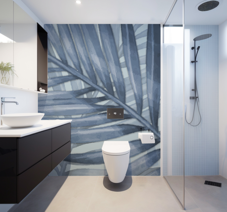 Foto tapete kupaonica plavi tropski list - TenStickers