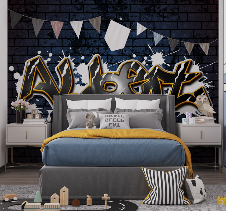 Foto tapete spavaća za tinejdžere zid od opeke s imenom - TenStickers