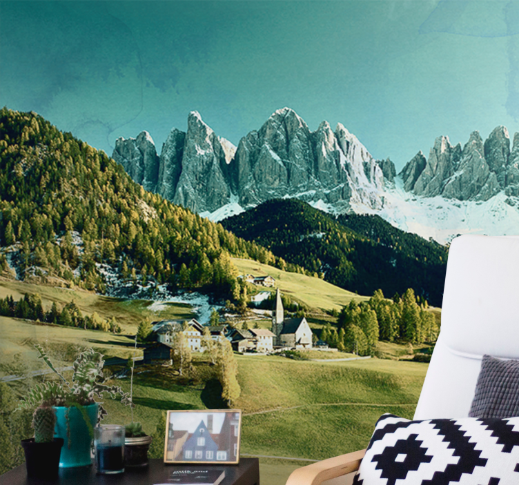 Foto tapeta pejzaž planinskog sela - TenStickers