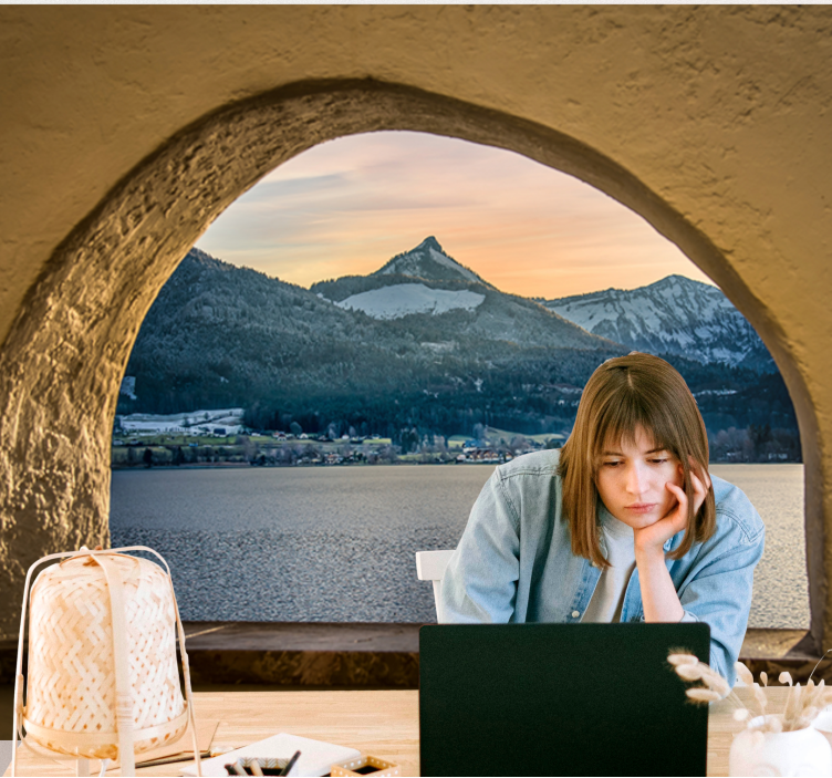 Foto tapeta planinski jezerski pogled - TenStickers