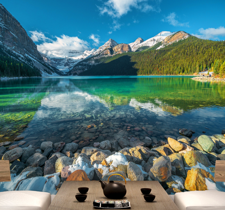 Foto tapeta zrcalna slika planinskog jezera - TenStickers