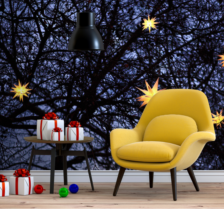 Foto tapete božić zlatna zvjezdasta noć - TenStickers