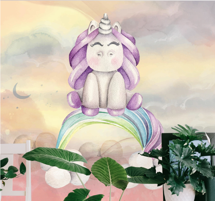 Foto tapete fantazija slatki jednorog i duga - TenStickers