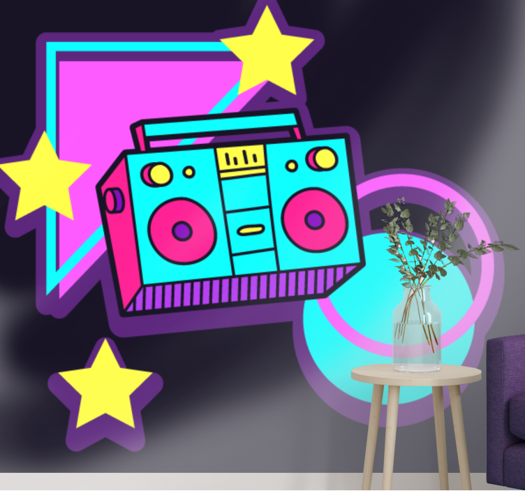 Foto tapete glazbene tematike retro boombox elementi - TenStickers