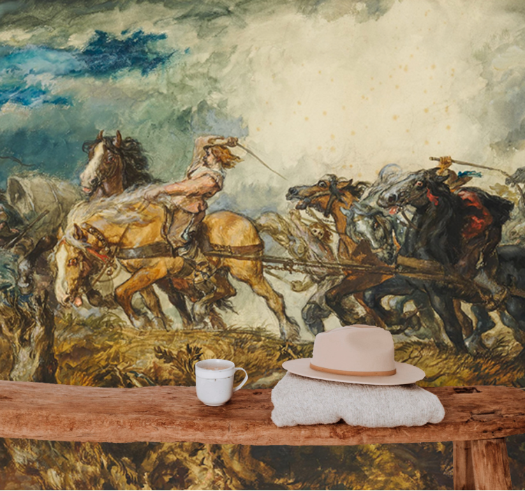 Foto tapete klasična umjetnost konjski kaos - TenStickers