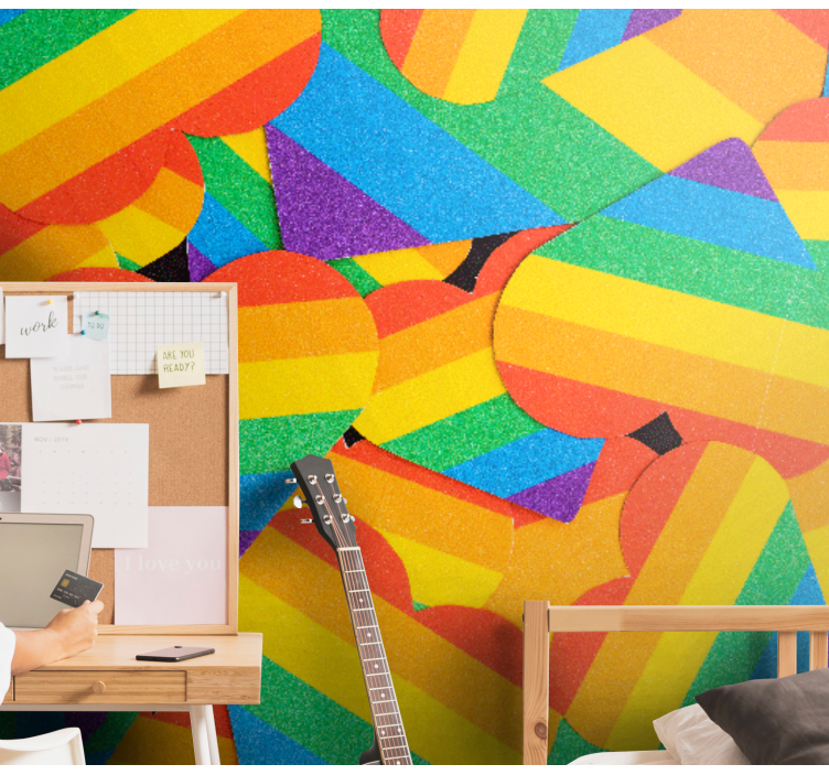 Foto tapete ljubav s šarenim uzorcima srca - TenStickers