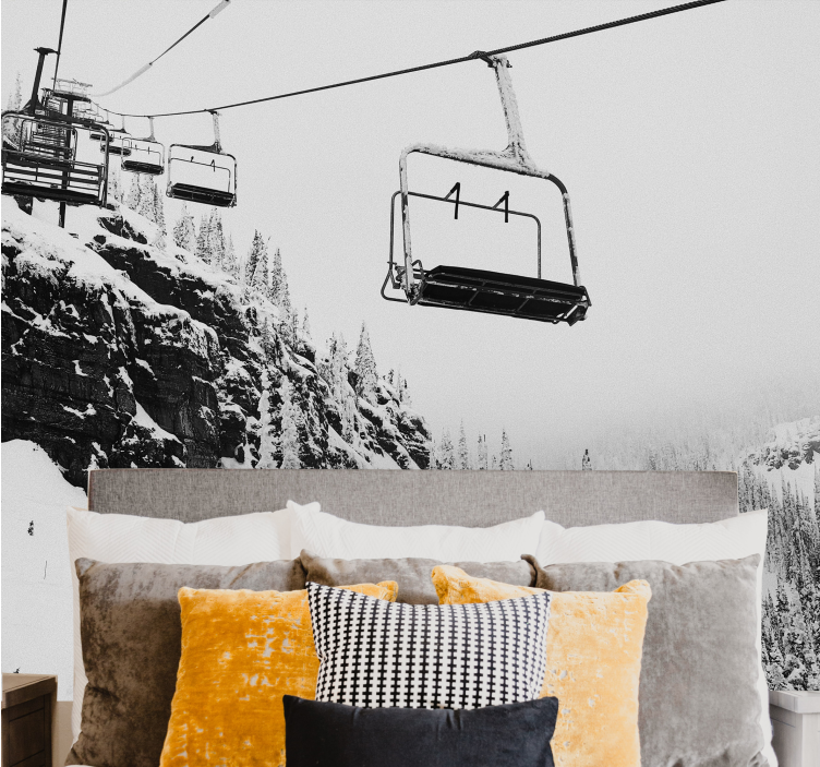 Foto tapete planinski putovanje ski liftom - TenStickers